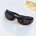 Oversized black frame sunglasses with deep brown lenses and golden metal accents - Black Frame Tea Lens