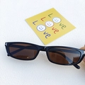 Retro rectangle sunglasses featuring black frames, brown lenses and silver T-shaped metal hinges - Dark Brown