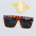 Classic tortoise shell square sunglasses with bold gold temple accents and dark lenses - Tortoise Shell