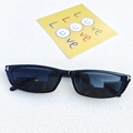 Men's rectangular black sunglasses with signature metal T-hinge and dark gray lenses - Black and Gray