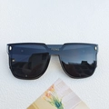 Oversized black frame sunglasses with dark lenses and gold metal rivets on the temples - Transparent Gray Frame & Gray Lenses
