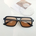 Retro black square frame sunglasses with transparent brown lenses and CE marking - Dark Brown