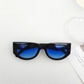 Lunettes de soleil rétro cat-eye hip-hop avec monture noire et verres bleu dégradé - Bleu Noir