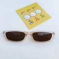 Rectangle sunglasses with transparent champagne frames and dark brown resin lenses - Champagne