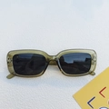 Retro rectangular sunglasses with olive green transparent frames and dark lenses - Transparent Green