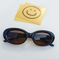 Gafas de sol ovales retro con montura negra y lentes marrones oscuros para street style - Marrón Oscuro