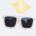 Classic cream square oversized sunglasses with dark lenses and gold rivets - Creamy White Gray Lens