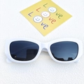 Retro small cat-eye sunglasses with thick white frame and dark lenses for women - Porcelain White