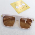 Oversized square sunglasses in light pink frame with brown gradient lenses and gold studs - Beige Pink Champagne