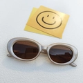 Gafas de sol ovaladas retro con montura oro champán y lentes marrones de estilo años 90 - Champaña Metálico