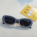 Gafas de sol retro con montura ovalada gris y lentes oscuras con estilo chic - Gris Premium