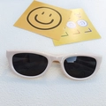 Occhiali da sole chic con montatura bianco crema e lenti nere per uomo e donna alla moda - Bianco Sporco