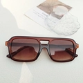 Retro double bridge sunglasses with tea gradient lenses and tortoiseshell frame for women - Dark Tea