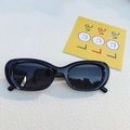 Gafas de sol retro ovaladas negras con montura gruesa brillante y cristales oscuros - Negro y Gris
