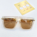 Classic oversized square sunglasses with transparent frames and brown tinted lenses - Champagne