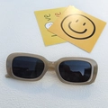Retro rectangular khaki sunglasses with UV protection lenses for a stylish summer look - Milk Tea Gray Lens