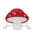 Unique mushroom shaped crossbody bag in red and white PU leather with silver chain strap - Red