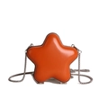 Mini star-shaped lipstick bag in bright orange with elegant silver chain strap - Orange