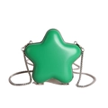Chic grass green star-shaped mini crossbody bag with silver chain strap and smooth leather - Green