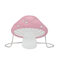 Cute pink and white mushroom-shaped crossbody bag with a delicate silver chain strap - Pink