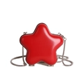 Mini star-shaped lipstick bag in red glossy patent leather with silver chain strap - Red
