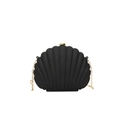 Elegante schwarze Abendtasche in Muschelform mit Goldkette und goldenem Metallverschluss - Schwarz
