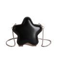 Mini star-shaped black crossbody lipstick bag with silver chain strap for women - Black