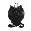 3D bat-shaped black backpack with embossed wings for Halloween fashion style - Black