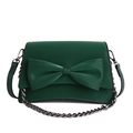 Borsa quadrata verde scuro con fiocco grande e tracolla a catena d'argento - Verde