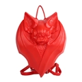 Gothic punk red bat-shaped creative shoulder backpack with 3D embossed texture - Red