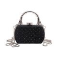 Mini borsa rigida in acrilico con velluto nero a pois dorati e manico in metallo argento - Stile 1 Cornice Argento Nero