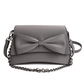 Borsa a tracolla grigia con grande fiocco decorativo e catena in metallo - Grigio