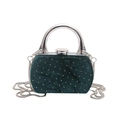 Borsa da sera vintage in velluto verde scuro con borchie dorate e manico argento - Stile 1 Cornice Argento Blu