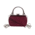 Mini borsa da sera in velluto bordeaux con borchie dorate e manico metallico - Stile 1 Cornice Argento Rosso