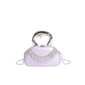 Lavender acrylic evening bag with silver sculptural handle and rhinestone tassels - Purple