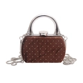 Mini sac de soirée en velours marron avec clous dorés et poignée métallique - Style 1 Cadre Argent Marron