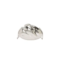 Silver metallic shell bag with mirrored finish and delicate chain strap for women - Silver