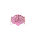 Metallic pink shell clutch bag with gold chain strap, luxury evening purse for women - Purple Pink
