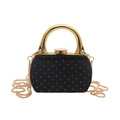 Mini sac de soirée en velours noir avec clous dorés et poignée métallique - Style 1 Cadre Doré Noir