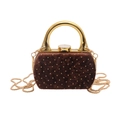 Mini sac boîte en velours marron vintage avec poignée dorée et bandoulière - Style 1 Cadre Doré Marron