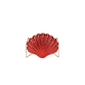 Borsa da sera rossa a conchiglia con glitter e tracolla a catena dorata elegante - Rosso