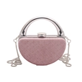 Pochette boîte en velours rose avec clous dorés et poignée métallique argentée - Style 2 Cadre Argent Rose