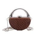 Mini sac boîte en velours marron avec clous dorés et anse en métal argenté - Style 2 Cadre Argent Marron