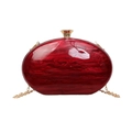 Dunkelrote Abendtasche aus Acryl mit Marmoreffekt und goldener Kette für Damen - Rot