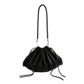 Borsa a nuvola nera alla moda con pieghe, coulisse e sottile tracolla regolabile - Nero