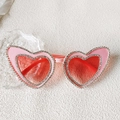 Herzförmige Sonnenbrille für Mädchen in Rosa mit funkelnden Strasssteinen am Rahmen - Rosa
