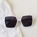 Kids square white frame sunglasses with dark grey UV400 lenses for outdoor street style - White