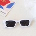 Kids vintage white square sunglasses with UV400 protective lenses and minimalist design - White