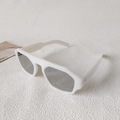 Retro oversized white sunglasses with dark lenses in a minimalist fashion style - White Frame Silver Mirror