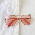 Kids pink lens pilot sunglasses with rose gold frame and cute unicorn detail - Rose Gold/Gold Metal Frame-Pink Lens / Pink